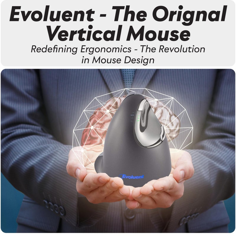 Evoluent â€“ Inventor of The Vertical Mouse â€“ VM4L Ergonomic Vertical Mouse Left Hand Wired USB, Sculpted for Comfort, Reduces Wrist Strain, 4 Speeds, 6 Customizable Buttons in Windows - Image 5